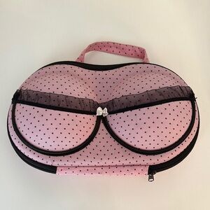 Pink and Black Polka Dot Cosmetic Bags with Waterproof Fabric